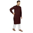 thumbnail image 2 of Atasi Indian Men's 2 Piece Kurta Pajama Set Henley Neck Cotton Casual Long Kurta, 2 of 7