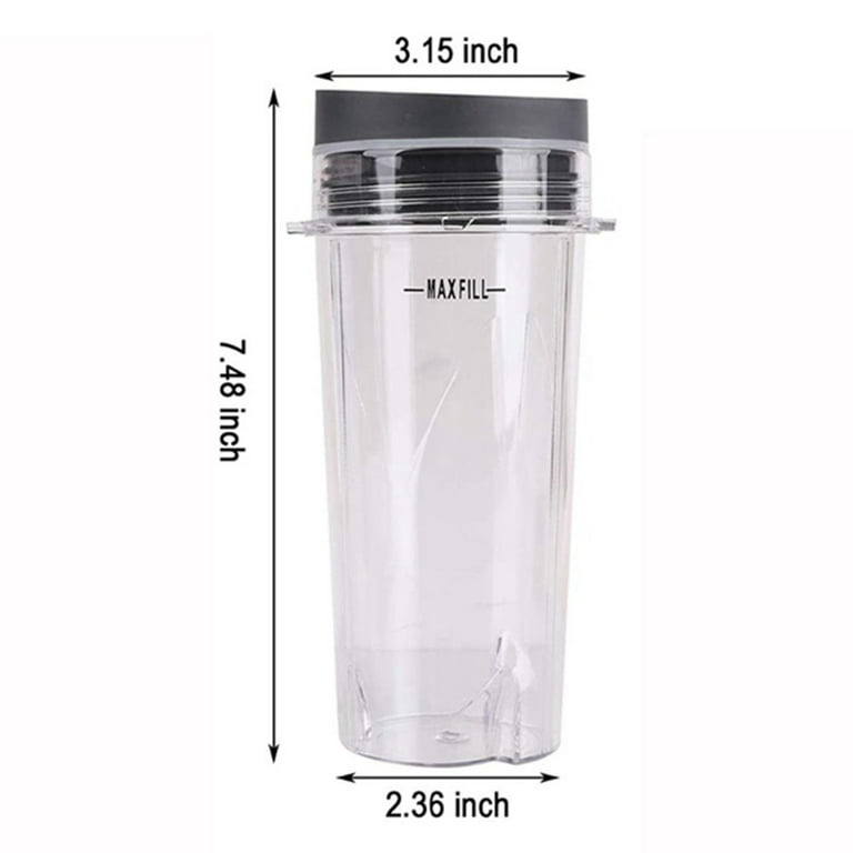 Replacement Blender Cup with Lids 16oz (2 Pack) For Nutri Ninja Pro BL660  BL663CO BL740 BL770 BL770W BL771 BL773CO BL780 BL780CO Ninja Professional