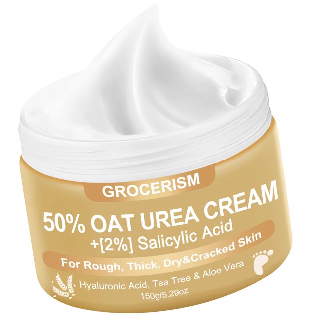Crema de urea Grocerism con una concentración máxima del 50%, 156 ml, con avena y un 2% de ácido salicílico