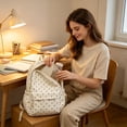 thumbnail image 3 of Women's Polka Dot Backpack Casual Large Capacity Nylon Daypack for School Campus Commute Travel Weekend (Khaki), 3 of 6
