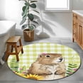 thumbnail image 4 of Groundhog Day 3ft Area Rug, Yellow Plaid Sunflower Spring Floral Washable Non-Slip Small Round Rugs for Entryway Bedroom Kitchen, Soft Circle Carpet for Dining Room, Playroom Nursery Rug, 4 of 9