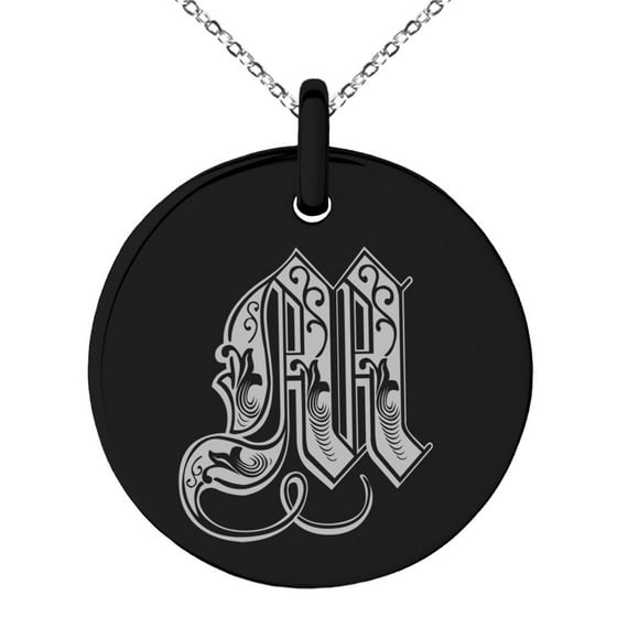 Tioneer Stainless Steel Letter M Initial Royal Monogram Engraved