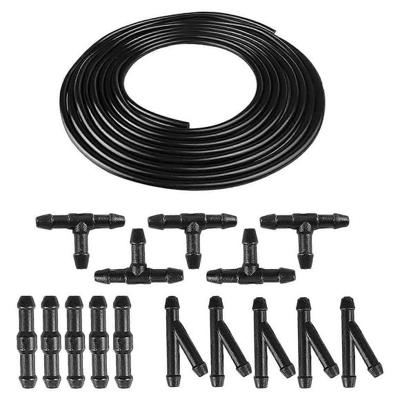 Universal Windshield Washer Nozzle Fluid Hose Kit with Hose for Most of Car Washer (6M + 15Pcs )