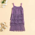 thumbnail image 2 of FhsagQ Dress Summer Easter Dresses for Girls Girls Flapper Dress Sequins Fringe Latin Dance Dress Tassel Tango Dress Girls Easter Dresses Size 7 Girls Easter Dresses Size 10-12 Purple 7-8 Years, 2 of 7