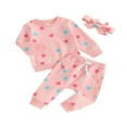 thumbnail image 1 of Ensembles de Bandeaux de Pantalons à Col Rond à Manches Longues pour Filles, 1 of 8