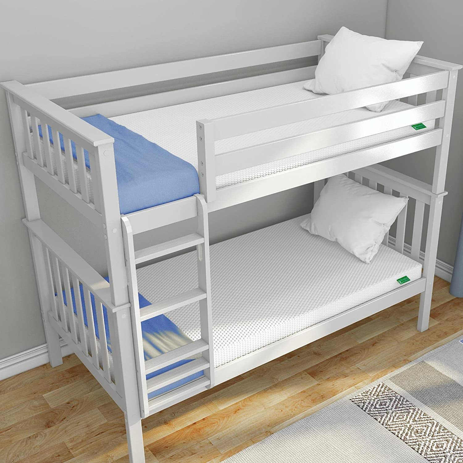 by Little Sleepery, Two Pack 5 Inch Twin Memory Foam Mattresses with Breathable, Washable Cotton Cover