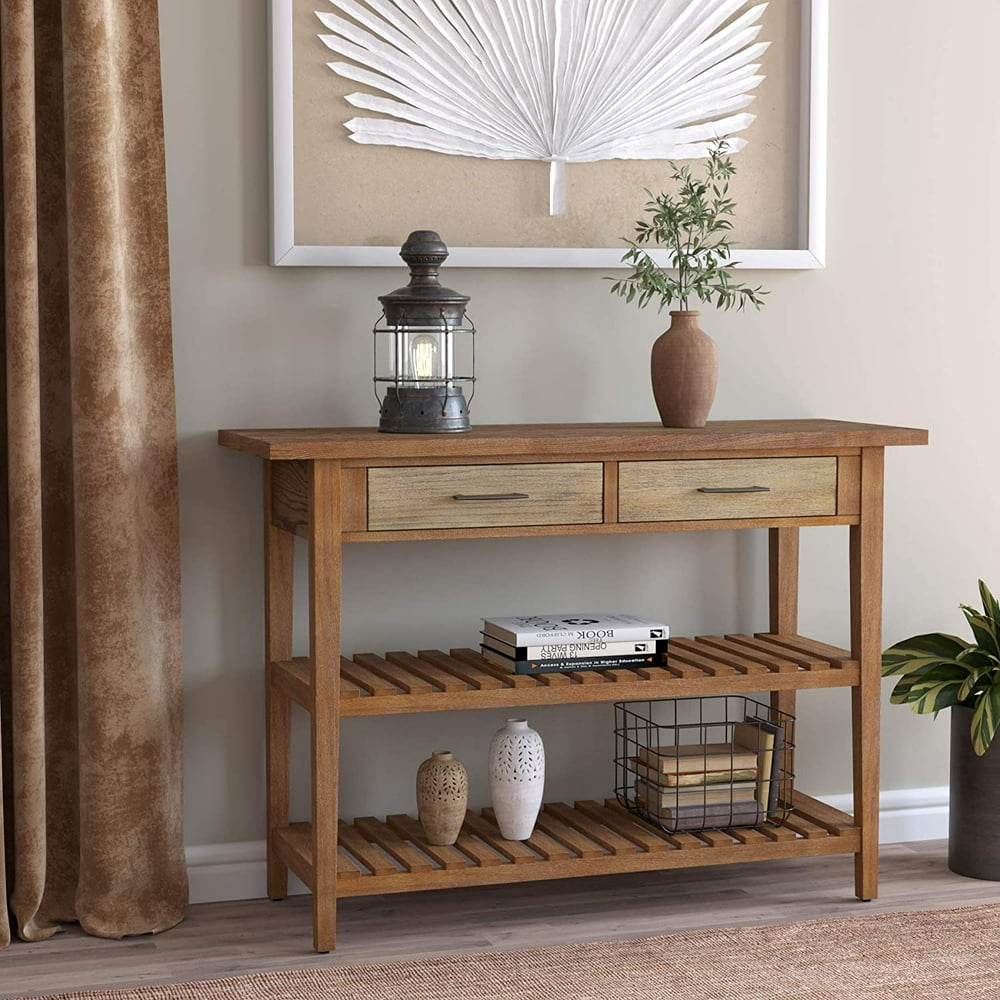Homfa 43.2” Console Table, Rustic Brown Finish