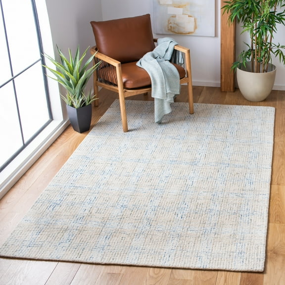 SAFAVIEH Abstract Valentina Plaid Area Rug, Ivory/Beige, 6' x 6' Square
