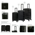 thumbnail image 6 of DUKAP RAV 3-Piece Hardside Luggage Sets with Spinner Wheels, Handle and Trolley, (20"/24"/28"), Black, 6 of 7