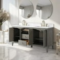 thumbnail image 4 of Vanity Art 60" Bathroom Vanity with Sink, Freestanding Storage Cabinet with Engineered Marble Top, Flip Down Tray, Drawer, and Shelve, 4 of 6