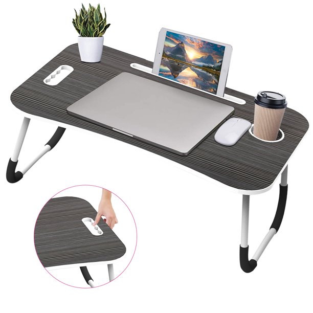SYNGAR Portable Foldable Lap Standing Desk, Folding Bed Desk Table for Laptop, Breakfast Serving