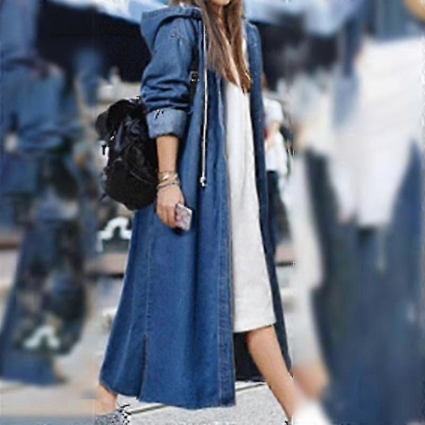 Chaquetas vaqueras holgadas para mujer, gabardinas de manga larga con cordón ajustable, sudaderas con capucha para otoño, abrigos.