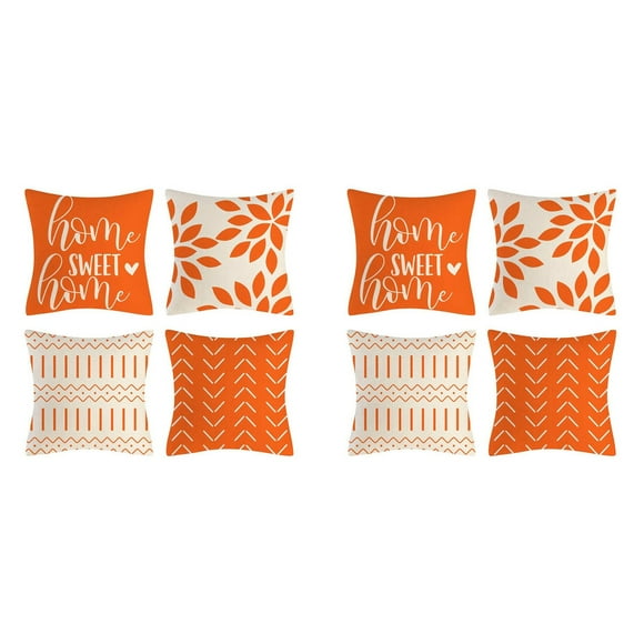 Fundas de Almohada Naranja 18X18 Juego de 8 Fundas de Almohada Decorativas para El Hogar de Almohada para Sofá de Exteriores