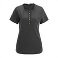 thumbnail image 3 of Fashion Women's T-Shirts Casual Blouse Short Sleeve Round Neck Summer Solid Color Tops for Women, 3 of 4