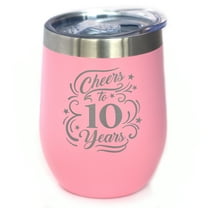 Bevvee Insulated Wine Tumbler 12 oz Cheers 10 Years Anniversary Gifts Tumblers