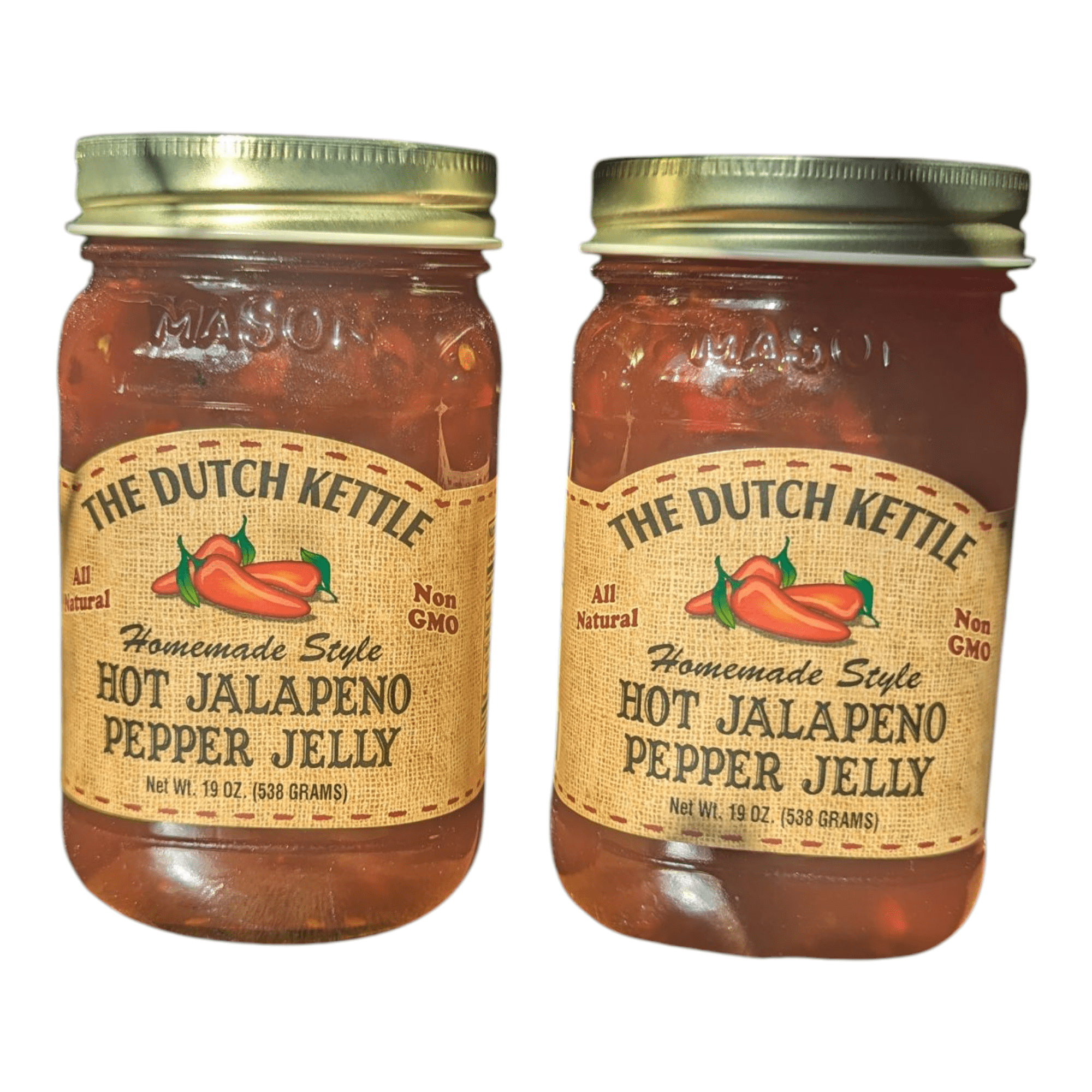 The Dutch Kettle Hot Jalapeño Pepper Jelly, 2 Pack (18 oz Jars), Amish Made, Sweet & Spicy Spread