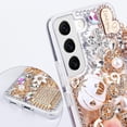 thumbnail image 3 of Galaxy S22 Bling Case, 3D Bling Shiny Rhinestone Diamond Crystal Pearl Handmade Pendant Iron Tower Pumpkin Car Flowers Soft Protective Anti-Fall Case for Galaxy S22-Clear, 3 of 15