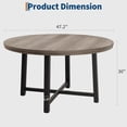 thumbnail image 4 of Qinaqin 47-Inch Redondo Industrial cm de Profundidadining Mesa para 4 Robusto Metálico Frame Rústico Gris Finish Sala Kitchen y Living, 4 of 7