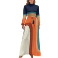 thumbnail image 1 of Vestido largo naranja y azul de mediados de siglo con toques modernos de los años 70 Vestidos de verano para mujer Vestido de cumpleaños para mujer, 1 of 4