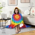 thumbnail image 4 of Wearable Blanket,Colorful Rainbow Tie Dye Spiral Pattern Hooded Wearable Flannel Blanket for Adults & Teens,Winter Poncho Shawl Wrap Cape Cozy Anti-Pill,60"x80", 4 of 5