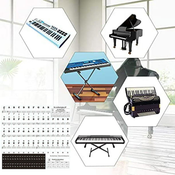 Autocollants de clavier de piano de couleur pour 88/61/54/49/37