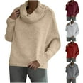 thumbnail image 1 of breaise Chandail à Col Roulé pour Femmes, chandail à Manches Longues en Tricot Torsadé, Coupe Régulière, Gris, m, 1 of 7