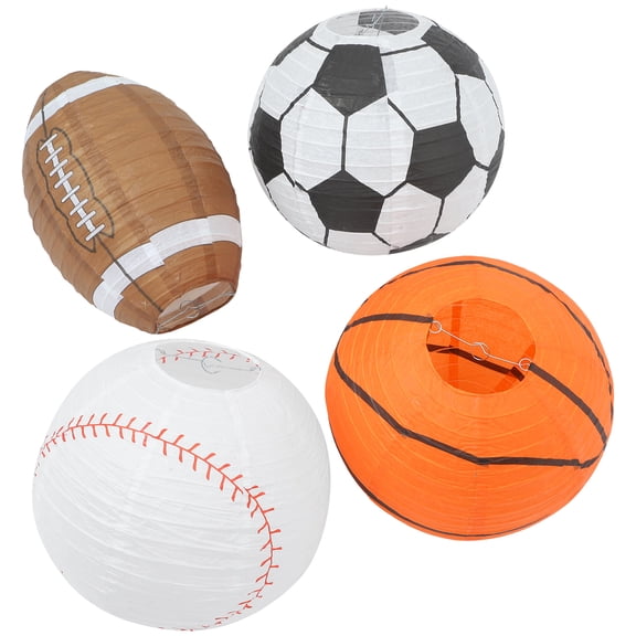 NIAIZEK Sports Table Decorations 4-Pack Assorted Color Paper Lanterns with Iron Frame for Fan Gear Party