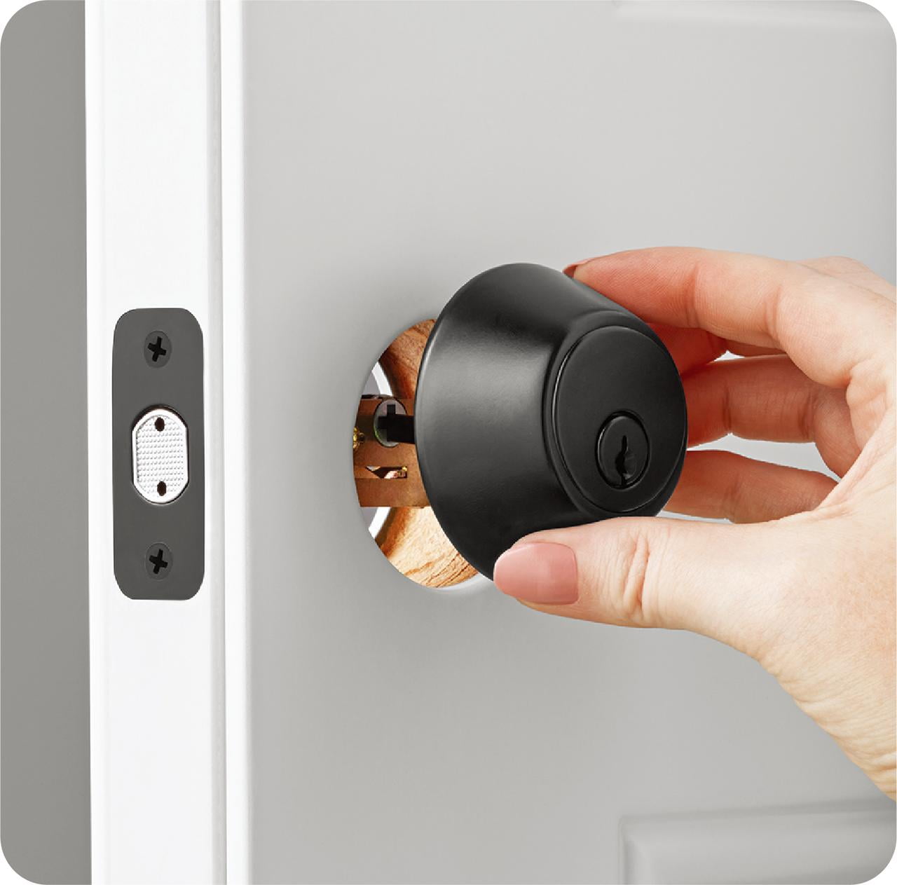 Keyed Entry Single Cylinder Deadbolt Lock, Matte Black Finish