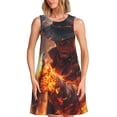 thumbnail image 1 of Easygdp Western Fire Cowboy para Vestido Transpirable de Mujer, Vestido Suelto de Manga Corta con Pliegues y Bolsillos para el Verano, 1 of 7