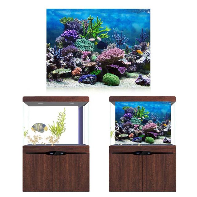 Noref Fish Tank Decoration Poster, Fish Tank Background Paper,PVC Adhesive Underwater Coral Aquarium Fish Tank Background Poster Backdrop Decoration Paper