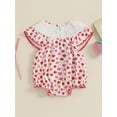 thumbnail image 3 of aturustex Toddler Baby Girls Bubble Rompers 0-18M Infant Sleeveless Crew Neck Bodysuit Strawberry Print T-Shirt Jumpsuits Newborn Fashion Cute Summer Romper Little Girl Loose Casual Daily Clothes, 3 of 7