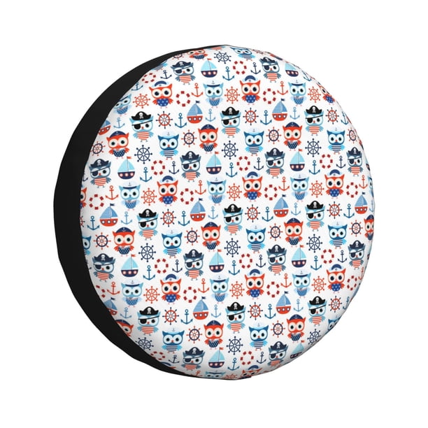 Balery Nautical And Pirate Owls Cubiertas para Neumáticos - Protector Resistente para Neumáticos de Camioneta, SUV, Remolque, Camper y RV-14 inch