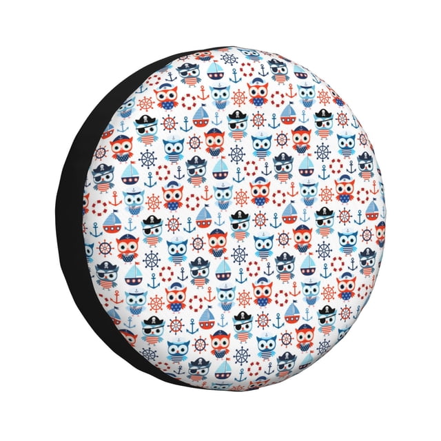 Balery Nautical And Pirate Owls Cubiertas para Neumáticos - Protector Resistente para Neumáticos de Camioneta, SUV, Remolque, Camper y RV-17 inch