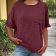 thumbnail image 4 of Blczomt Crew Neck Womens Spring Tops Casual Summer Red Tee Pocket Cute 2026,XL, 4 of 9
