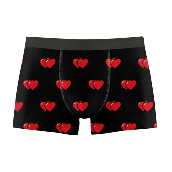 Vetsdori Mens Valentine's Day Underwear Casual Cozy Boxers Heart Print Gift for Men Soft Trunks Elastic Waist Boxer Briefs for Men