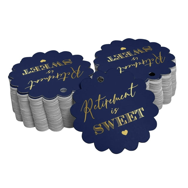 Inkdotpot Pack Of 100 Retirement Is Sweet Text Favor Paper Tags Craft Real Gold Foil Hang Tags