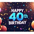 thumbnail image 2 of LUUFILx Happy 40th Birthday Banner Colorful Backdrop Party Supplies Background with Balloons Sparkle for Celebration Photography Props Decorations, 2 of 7