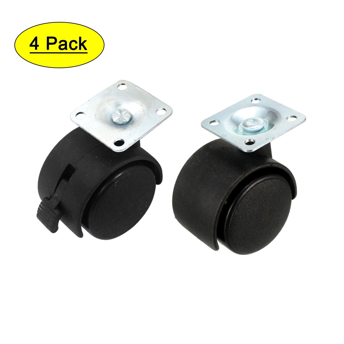 4/pk 1.5" furniture swivel casters wheels w/1.5x1.5 plate+brake replacement part 