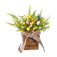 thumbnail image 1 of Spring Door Wreath with Easter Eggs Wall Hanging Basket Plastic Simulation Flower 1 Pc for Porch Farmhouse Home Spring Decor, 1 of 8