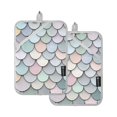 thumbnail image 7 of Yayeee Pot Holders Kitchen Heat Resistant with Pocket 7"x9.8" Cotton Oven Cooking Hot Pads, Light Blue Shimmering Pattern, 7 of 7