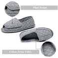 thumbnail image 2 of Open Toe Plaid Slippers for Women Memory Foam Adjustable Hook & Loop Closure Wide House Shoes, Grey 7, 2 of 6