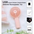 thumbnail image 2 of Ventilador de mano pequeño con tanque de agua de 20 ml, recargable por USB/batería, para camping, viajes, exteriores, rosa, 2 of 5