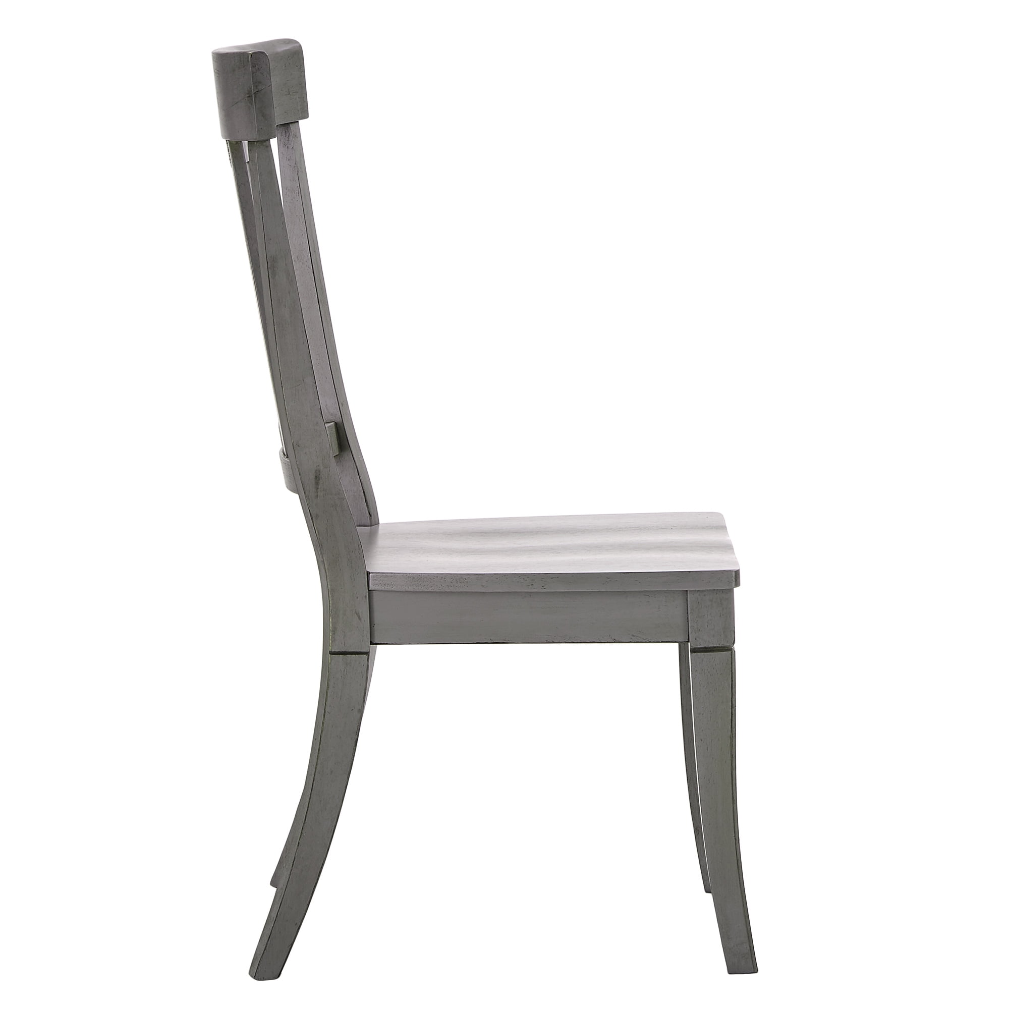 Weston Home Farmhouse Panel Back Wood Dining Side Chairs, Antique Grey (Set of 2)
