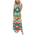 thumbnail image 2 of SMihono Robe Maxi Bohème d'Été pour Femmes Grande Taille Décontractée Col en V Sans Manches Imprimée Ample Robe Longue + Poche Robe de Plage, 2 of 6