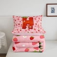 thumbnail image 5 of meiyoeat Girls Personalized Monogram Queen Comforter Set,Strawberry Themed Initial Comforter Sets Queen For Girl,Pink Reversible,3Pcs,1 Comforter And 2 Pillowcases, 5 of 7