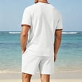 thumbnail image 7 of hotojiny Men's 2 Pieces Set Short Sleeve Henley Shirts and Comfortable Shorts Set Summer Beach Vacation Outfits(White,X-Large), 7 of 7