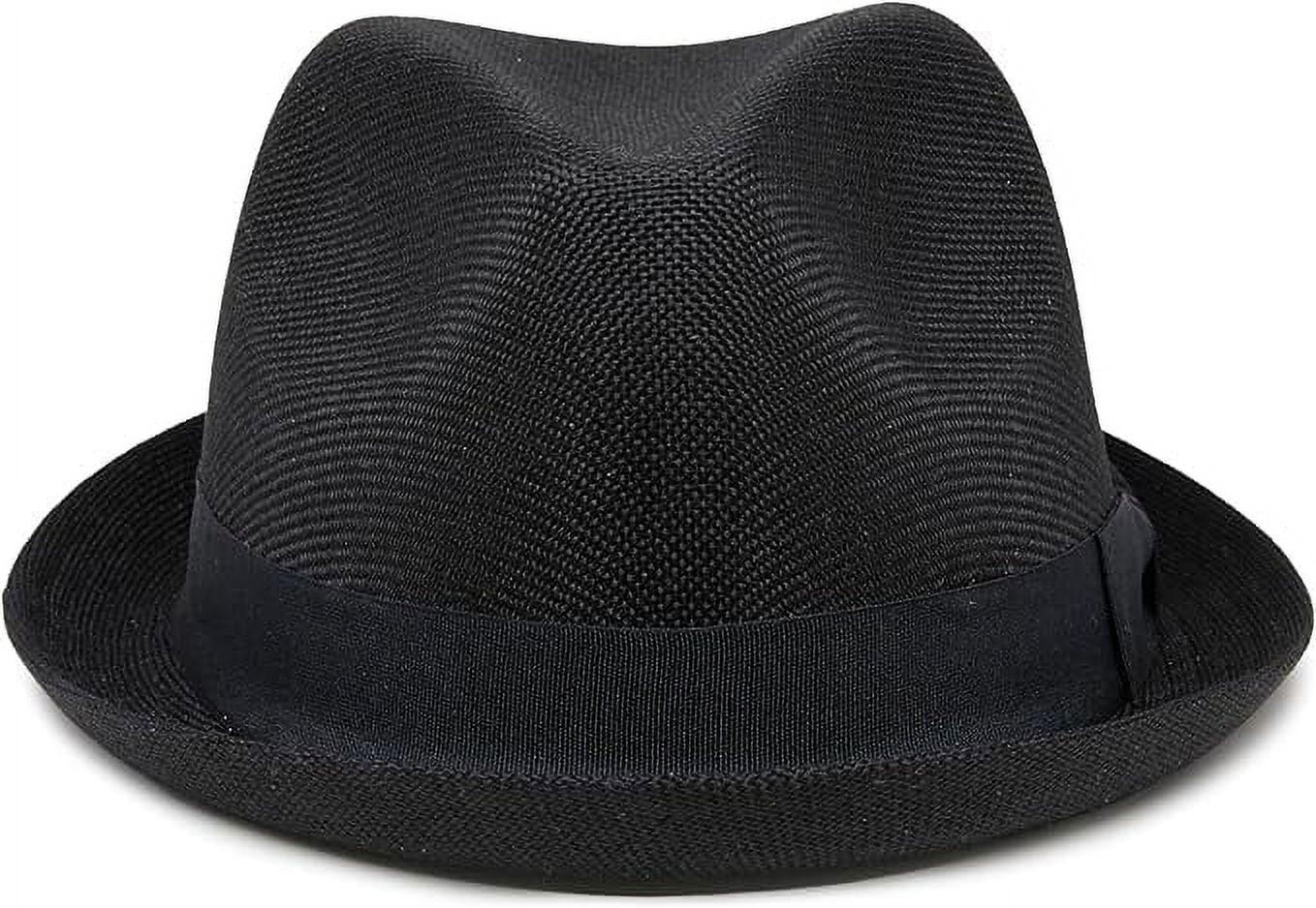Funky Junque Lightweight Porkpie Fedora Sun Hat - Black (Small/Medium)
