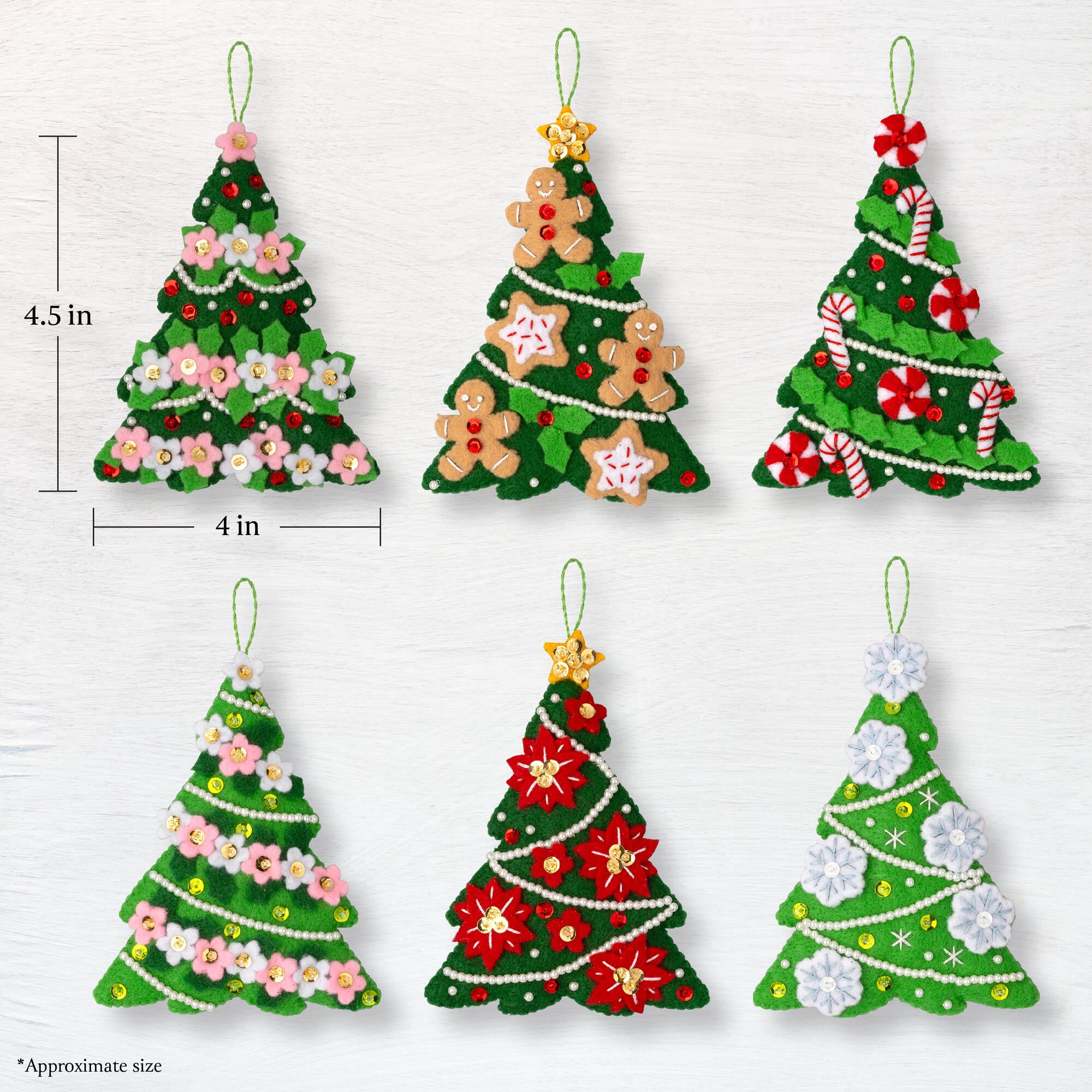 Bucilla Festival of Trees 6 Count Felt Applique Ornament Kit, 4 x 4.5 in