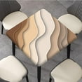 thumbnail image 3 of Square Fitted Geometric Pattern Tablecloth, Brown Beach Ombre Elastic Edge Table Covers, Splash Proof Stain Resistant Table Cover for Living Room Kitchen Patio, Fits 36 x 36 Inch Table, 3 of 6