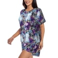 thumbnail image 2 of Wukai Purple Marble Texture Women's Pajama Set,Short-Sleeve Top and Shorts with Elastic Waistband and Pockets for Loungewear, Yoga, and Casual Wear-, 2 of 8